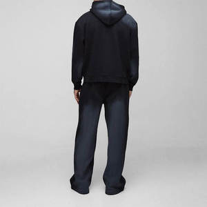 Conjunto Deportivo para Hombre con Capucha, Color Negro, Cierre Completo, Estilo Casual, Holgado, Sudadera y Pantalones, Transpirable, de Algodón, para Otoño - Product Image 2