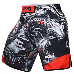 Shorts de MMA imprimés numériquement de haute qualité pour hommes avec logo personnalisé, polyester/coton, séchage rapide, respirant, prix bas, vente en ligne - Product Image 2