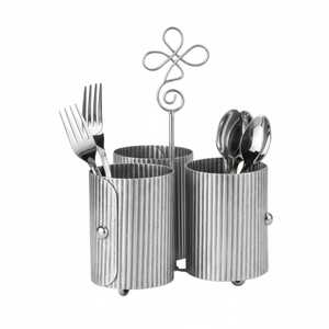 6 Compartment Wooden Cutlery Caddy Vintage Slatted Flatware <b>Storage</b> Box <b>Tabletop</b> Condiment Spice Bottle Utensil Holder - Product Image 3