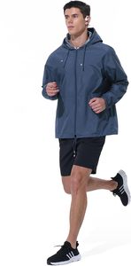 Veste de pluie imperméable coupe-vent légère pour homme, coupe classique, couleur unie, polyester, veste de randonnée printemps - Product Image 3