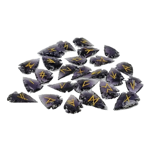 High quality iolite stone arrowhead rune <b>set</b> <b>Crystal</b> Rune Wicca Energy natural stone for Divination and Intuition Meditation - Product Image 3