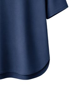 Camiseta Oversize Azul Marino Personalizada para Hombre, con Dobladillo Curvo, Hombros Caídos, Cuello Redondo, Algodón Liso, Estilo Urbano, Verano - Product Image 6