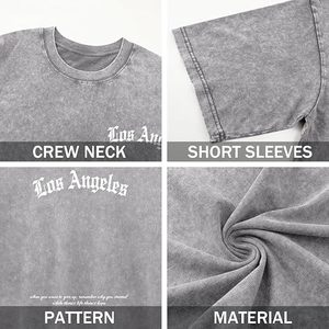 Camisetas Gráficas Vintage Oversize para Hombre, Estilo Urbano de Los Ángeles, Lavado Ácido, Holgadas, Casuales, de Algodón - Product Image 6