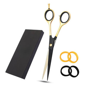 Tijeras Profesionales de Acero Inoxidable para Cortar el Cabello, Punta Redonda, Mango Mediano, Anillos de Soporte para Dedos, Caja Protectora de Almacenamiento - Product Image 1