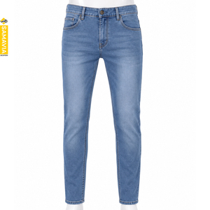 SAMAVIA Men's Denim Jeans Regular Fit Straight Leg Medium Wash Breathable Eco-Friendly Casual Style Autumn Wear - Product Image 1
