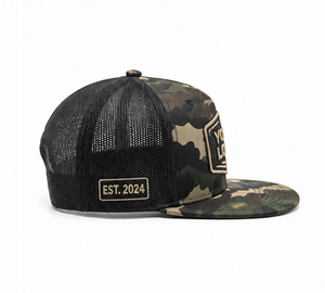 หมวกแก๊ปตาข่ายลายพรางแบบสั่งทำ หมวกแก๊ปตาข่ายแบบ Snapback ลายพราง หมวกแก๊ปตาข่ายปีกแบน หมวกเบสบอลฮิปฮอป - Product Image 3