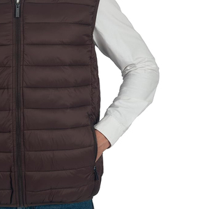 Chaleco acolchado para hombre, gris carbón oscuro, sin mangas, con cuello alto simulado, cierre completo, alternativa a la plumón, calefactor corporal acolchado. - Product Image 5