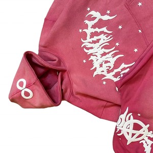 Custom Made New Arrival <b>Top</b> Quality Heavyweight Cotton Fleece Puff Printed Tracksuits Mens Sun faded <b>Distressed</b> Embroidery Suits - Product Image 4