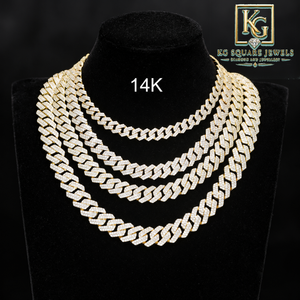 Collar de Cadena Cubana con Moissanita, Plata Sólida 925 Bañada en Oro Blanco, Engaste de Puntas, Cadena Redonda Brillante - Product Image 5