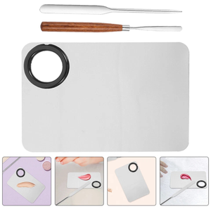 Palette de mélange en acier inoxydable avec spatules à manche métallique et pinceaux plume super badger pour usage cosmétique et laboratoire - Product Image 4