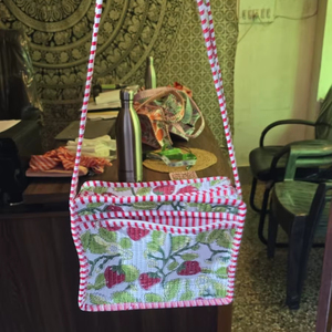 Bolsa de Compras de Verano Ligera de Algodón Ecológico de Color Sólido, Bolsa de Mano Acolchada con Estampado Artesanal, Bolsas con Cierre y Bolsillo Práctico - Product Image 1