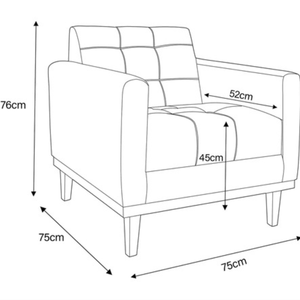 Modern Fabric Armchair Tufted Single <b>Sofa</b> Chair with Solid Teak Wood <b>Legs</b> <b>for</b> Living Room - Product Image 3