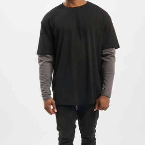 Camiseta de Manga Larga con Doble Capa y Estampado, 100% Algodón, Estilo Nuevo, Fabricación Personalizada, Talla Grande, Secado Rápido para Hombre - Product Image 1