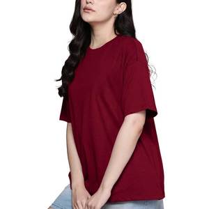 Camiseta de Cuello Redondo Extra Grande para Mujer, Color Sólido, Manga Corta, Corte Holgado, 100% Algodón Jersey, Transpirable, Estilo Casual para Todas las Temporadas - Product Image 4