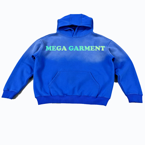 Sudadera con capucha extragrande de algodón grueso deslavado para hombre, estilo casual y elegante, con efecto ácido, para otoño - Product Image 1