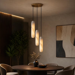 Alabaster Waterfall Chandelier Multi Pendant Brass Natural Stone Luxury Foyer Ceiling <b>Light</b> Modern Decorative Home Lighting - Product Image 2
