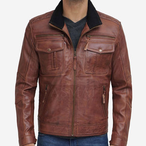 Mens Genuine Leather <b>Jacket</b> Classic Style With Zipper Closure And <b>Slim</b> <b>Fit</b> Design Custom Color - Product Image 3