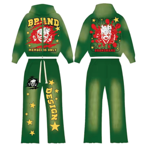 Sudadera con capucha desteñida Sun de peso pesado con serigrafía personalizada, chándal acampanado para hombre, chándal Vintage lavado ácido de gran tamaño para hombre - Product Image 3