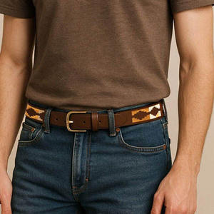 Ceinture en cuir de qualité supérieure faite à la main, ceinture traditionnelle brodée de diamants Pampa, vêtements équestres de luxe décontractés - Product Image 2