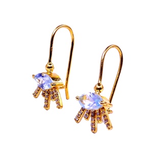 Moda 14K oro aguamarina piedras preciosas fiesta desgaste encanto clásico elegante mujeres usan pendientes de diamantes - Product Image 1