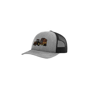 Casquette Trucker Unisexe Grise et Noire en Maille avec Motif Tracteur Brodé – Style Décontracté pour Adulte, 6 Panneaux, Ajustement Réglable - Product Image 1