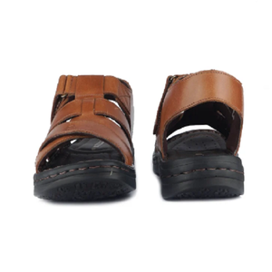 Brown Men's Casual Strap Sandals Comfortable Genuine Leather Summer <b>Slip</b> on <b>Shoes</b> for Daily Walking Travel Outdoor - Product Image 3