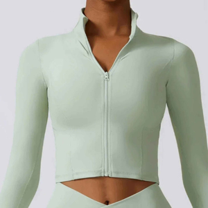 Comfortable Breathable High Quality Running Yoga Fitness Jackets Long Sleeve Women Athletic <b>Zip</b> <b>up</b> Crop Running Jacket - Product Image 4