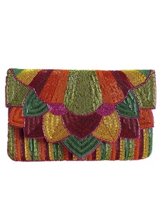 Bolso Bandolera Azul Rey y Blanco con Cuentas Florales para Mujeres y Niñas, Estilo Sobre con Patrón de Hojas Botánicas, Bolso Único de Boutique - Product Image 5