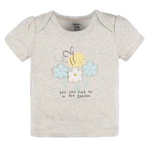 Gerber 4-Piece Baby <b>Girls</b> Bee Petals <b>Onesies</b> Bodysuit, Tee, Skort & Pant Set - Product Image 2