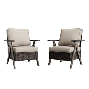 Reposabrazos de ratán en forma de R, solución de asiento cómoda - Product Image 1