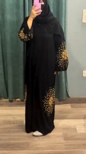 Elegant Hand Embroidered Floor Length Abaya <b>For</b> Women <b>Long</b> Sleeve Breathable <b>Eid</b> Wear - Product Image 3