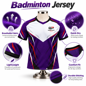 Maillot de badminton élégant avec empiècements contrastés aux épaules, texture de tissu lisse et apparence sportive contemporaine - Product Image 6