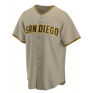 Maillot de baseball à manches courtes personnalisé avec lettres sublimées, faible MOQ, en tissu polyester hautement extensible, entièrement boutonné, pour l'entraînement sportif - Product Image 1