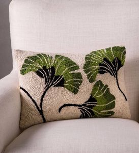Rectangular Tufted Lumbar Pillow <b>Cover</b> With <b>Green</b> Plant Embroidery Bohemian Style Decorative Cushion For <b>Sofa</b> Living Room - Product Image 2