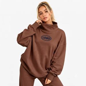 Sweat-shirt oversize en molleton tie-dye pour femme, col montant, coton brossé, streetwear, vêtements de boutique pour tous les jours - Product Image 1