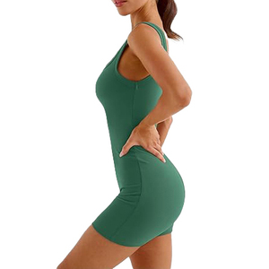 Combinaison de yoga sans couture verte pour femmes, combinaison de sport une pièce hautement élastique, vêtements de performance extensibles - Product Image 4