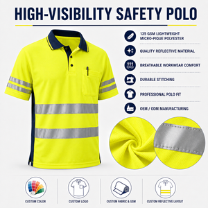Camiseta Polo Reflectante de Alta Visibilidad para Mujer con Bolsillo en el Pecho, Uniforme de Trabajo de Poliéster, Impresión de Logotipo Personalizado - Product Image 2