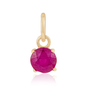 Pendentif en rubis rond brillant de 5 mm de haute qualité, pierre unique, bijou minimaliste et délicat pour filles, fournisseur, or jaune 14 carats - Product Image 1