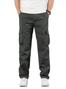 <b>Men</b> Casual Vintage Style Jogger Pants Elastic Waist Multiple Pockets Summer Workwear Regular Fit Durable Non-Stretch Fabric - Product Image 2