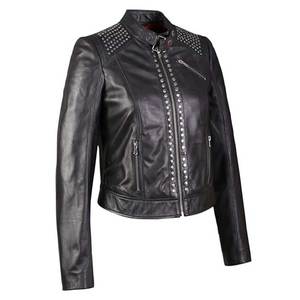 Nuevas Chaquetas de Cuero Genuino con Bordado a Cuadros y Tachuelas para Mujer, Modelo 2025, Transpirables y Ecológicas - Product Image 2