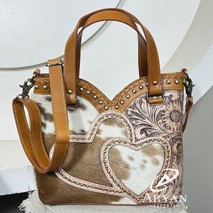 กระเป๋าโท้ทหนังวัวแท้ลายดอกไม้รูปหัวใจ ดีไซน์ใหม่ปี 2026 ผลิตตามสั่งจากโรงงาน กระเป๋าสะพายข้างสำหรับผู้หญิง - Product Image 1