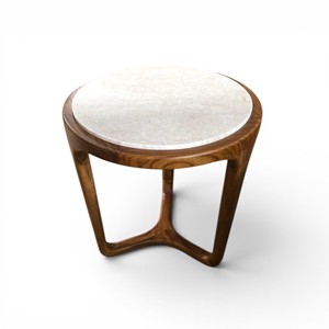Handmade Minimalist Round Marble <b>Top</b> <b>Solid</b> Teak <b>Wood</b> Side <b>Table</b> Handmade Designer Coffee <b>Table</b> Furniture for Hotel Villa Home - Product Image 3