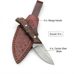 Cuchillo de caza de hoja fija de acero al carbono forjado a mano con mango de madera de wenge, cuchillo de supervivencia para camping y bushcraft, regalo para hombres. - Product Image 3