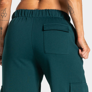 Women's Loose <b>Cargo</b> <b>Pants</b> Teal <b>Green</b> Elastic Waist Fleece Full Length Casual Utility Pockets Autumn Wear - Product Image 3