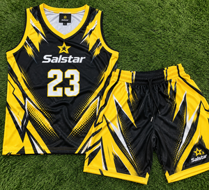 Ensemble d'uniformes de basketball personnalisés par sublimation pour hommes, maillot et short de basketball réversibles noir et jaune, vêtements de sport d'équipe personnalisés - Product Image 6