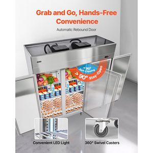 Attrezzatura di Refrigerazione per Cucine Commerciali, Frigorifero Verticale a Tre Porte in Acciaio Inox da 183 cm di Larghezza e 149 Litri - Product Image 5