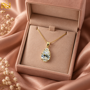 Collier pendentif solitaire en diamant de laboratoire taille poire, chaîne à trois griffes, or massif 9K 14K 18K, bijoux |   Styles élégants en forme de larme - Product Image 3