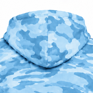 Sky Blue <b>Camo</b> Pullover Hoodie Men Custom Printed Fleece Sweatshirt Kangaroo Pocket Drawstring Long Sleeve Casual Sportswear <b>Top</b> - Product Image 4