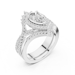 Anillo de Oro Blanco de 18K con Diamante Cultivado en Laboratorio, Corte Pera Imperial, Halo de Lágrima Real, Corona Vintage, Chapado en Rodio, para Mujer - Product Image 2