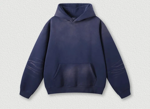 Oversized Embroidered Front Sweat Suit Thick French Terry Pullover Hoodie and Sweatpants <b>Set</b> Sunfade Washed Streetwear for Men - Product Image 4